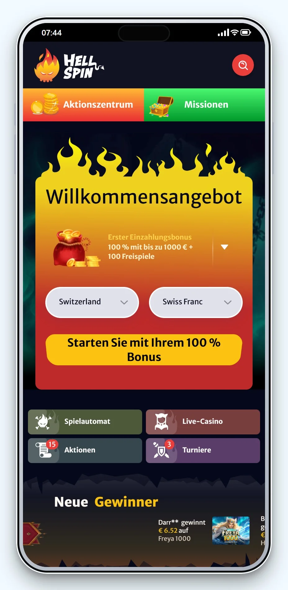 Casinos mit Curacao Lizenz: HellSpin am Handy