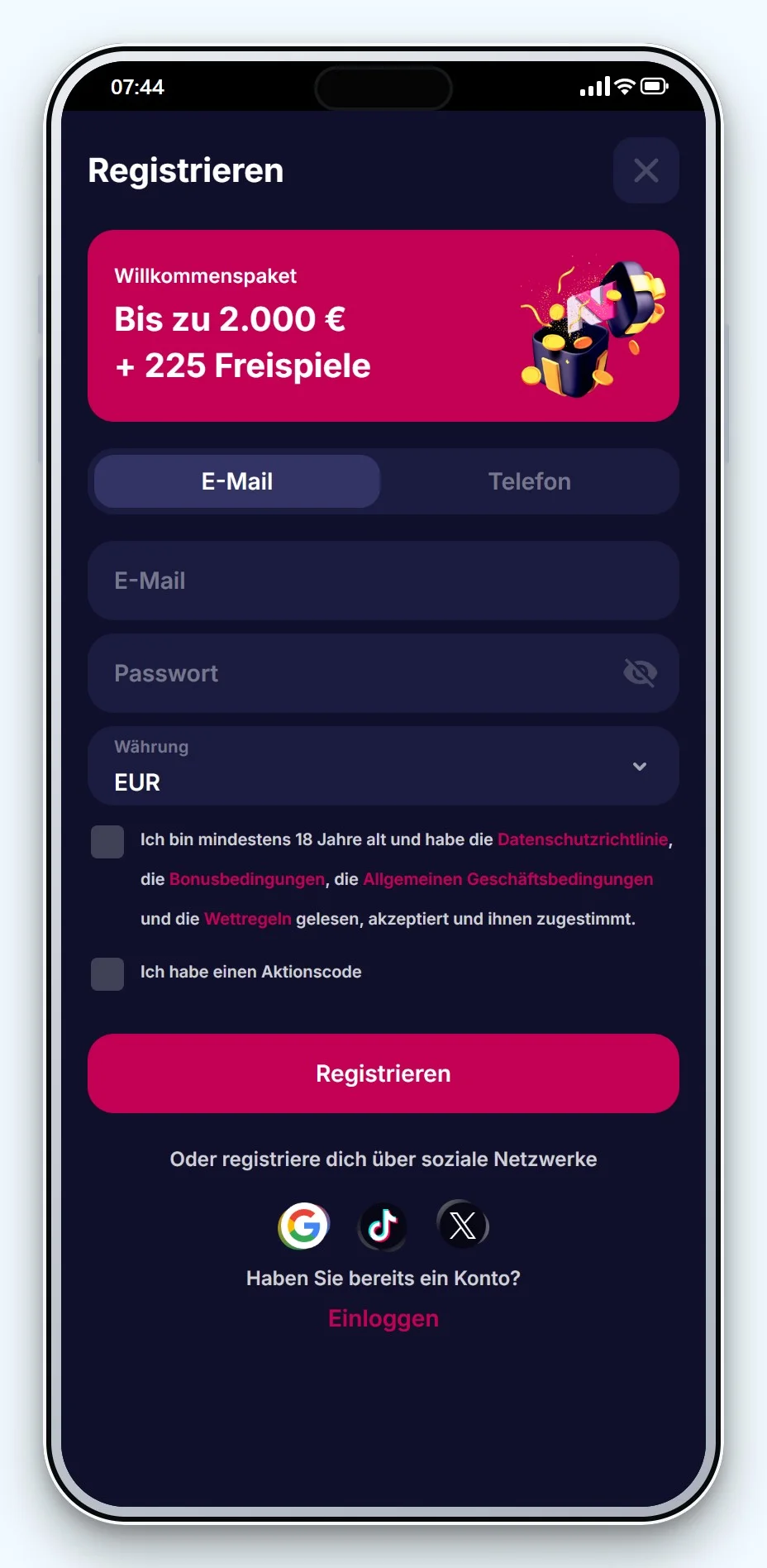 Curacao Casino Lizenz: NV Casino mobile Ansicht