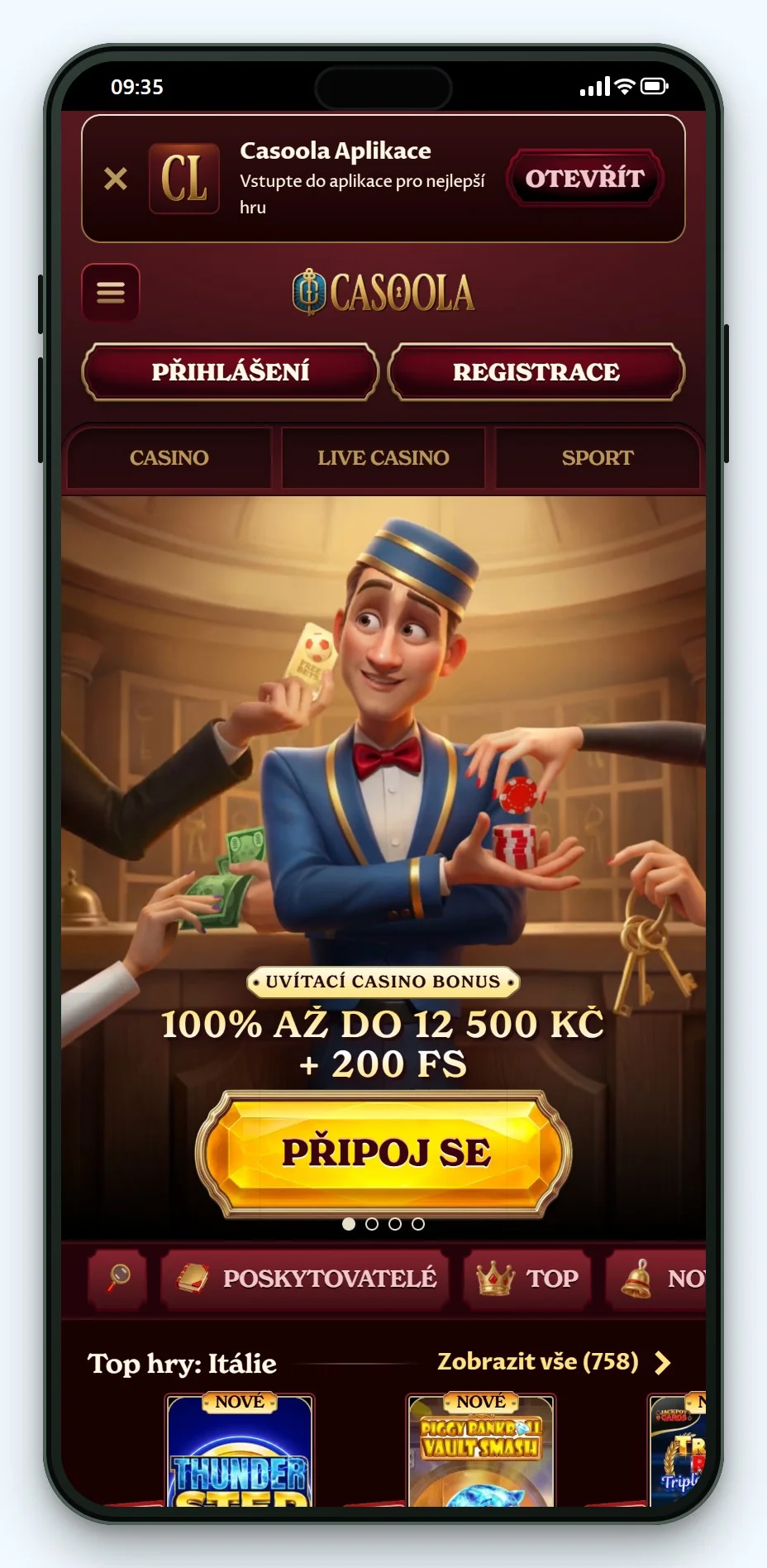 curacao kasino: Casoola v mobilni verzi webu