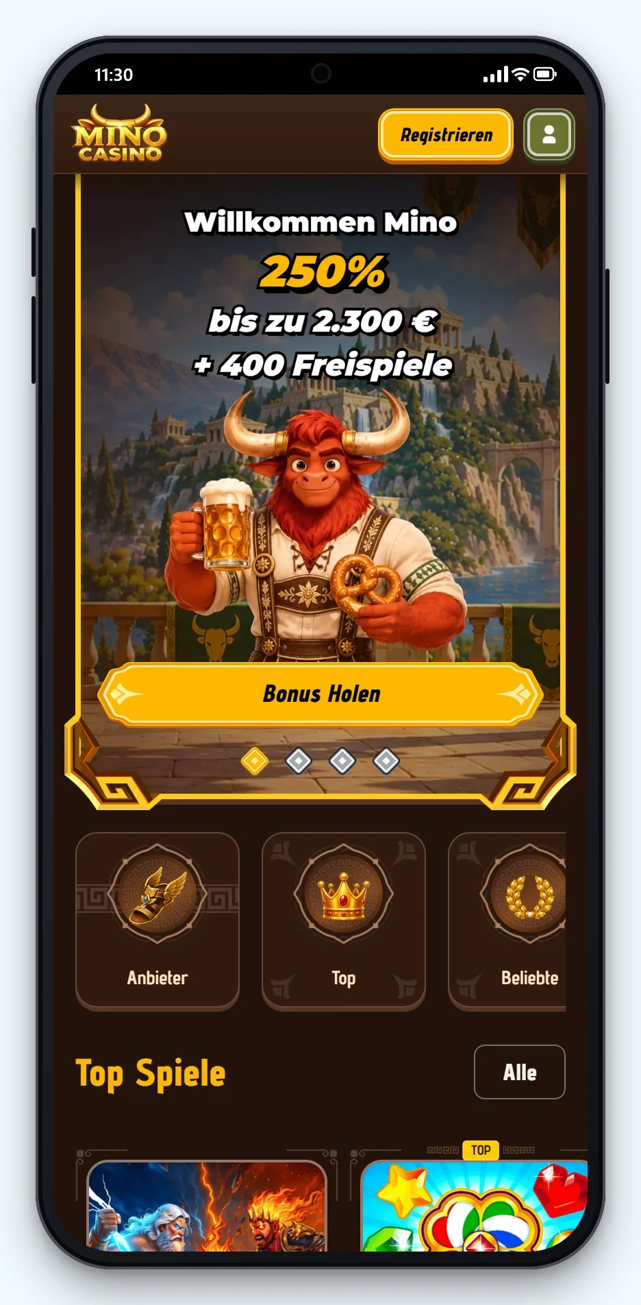 Online Casino Curacao: Mino Casino mobile Lobby