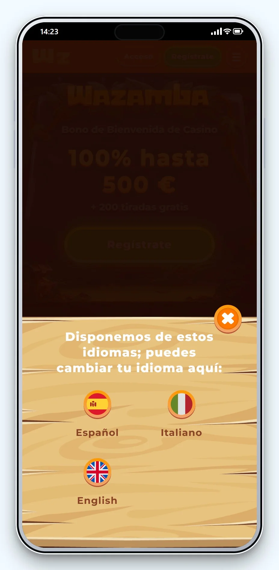 licencia de curazao: Wazamba en versión móvil