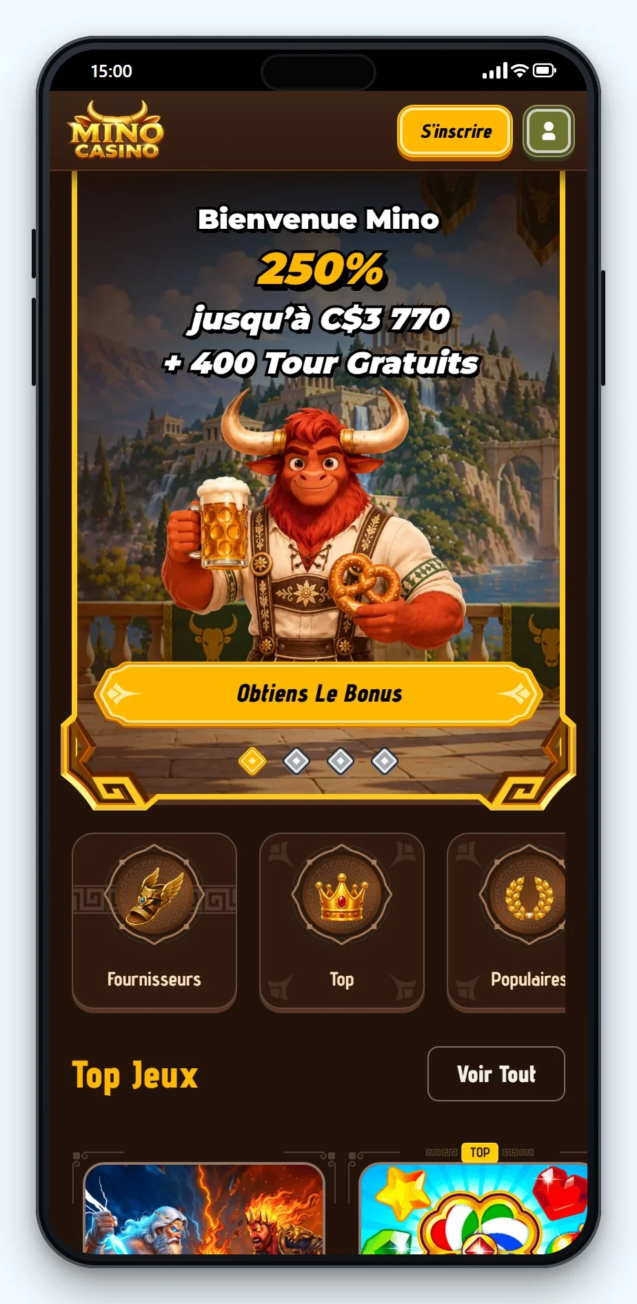 licence curacao : Mino Casino en version mobile