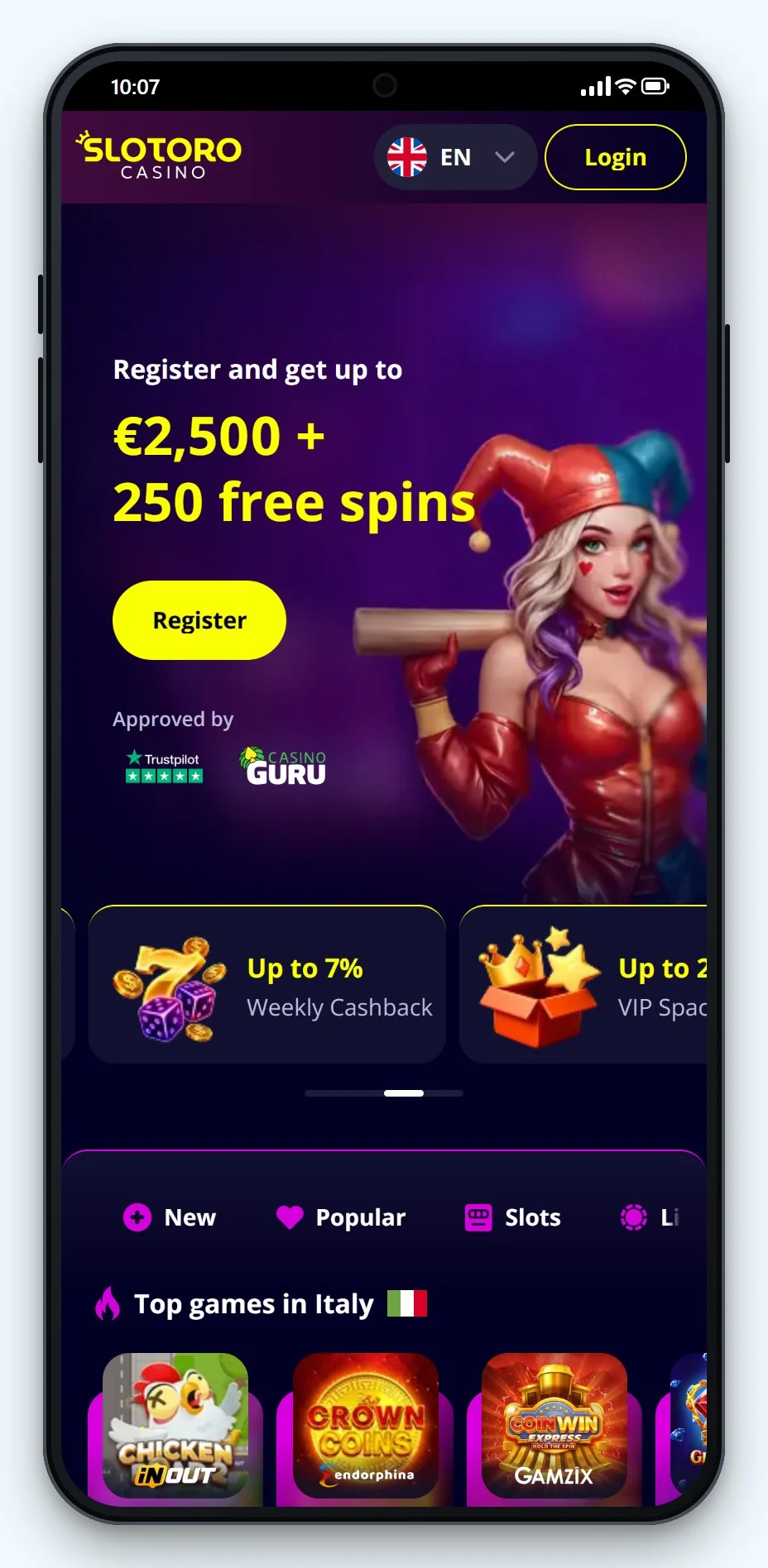 curacao gaming license: Slotoro mobile lobby