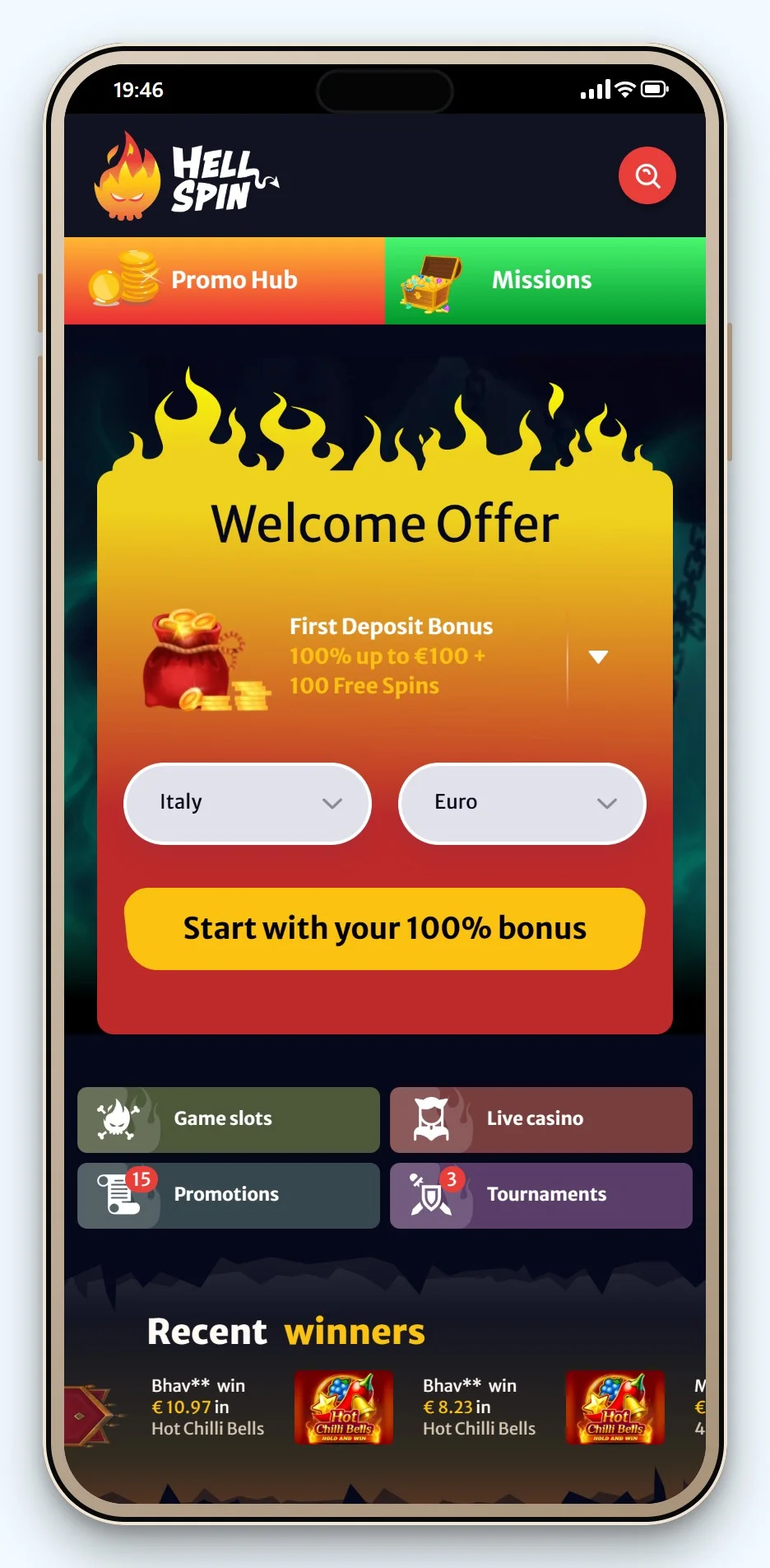 beste online casino curacao: HellSpin op mobiel