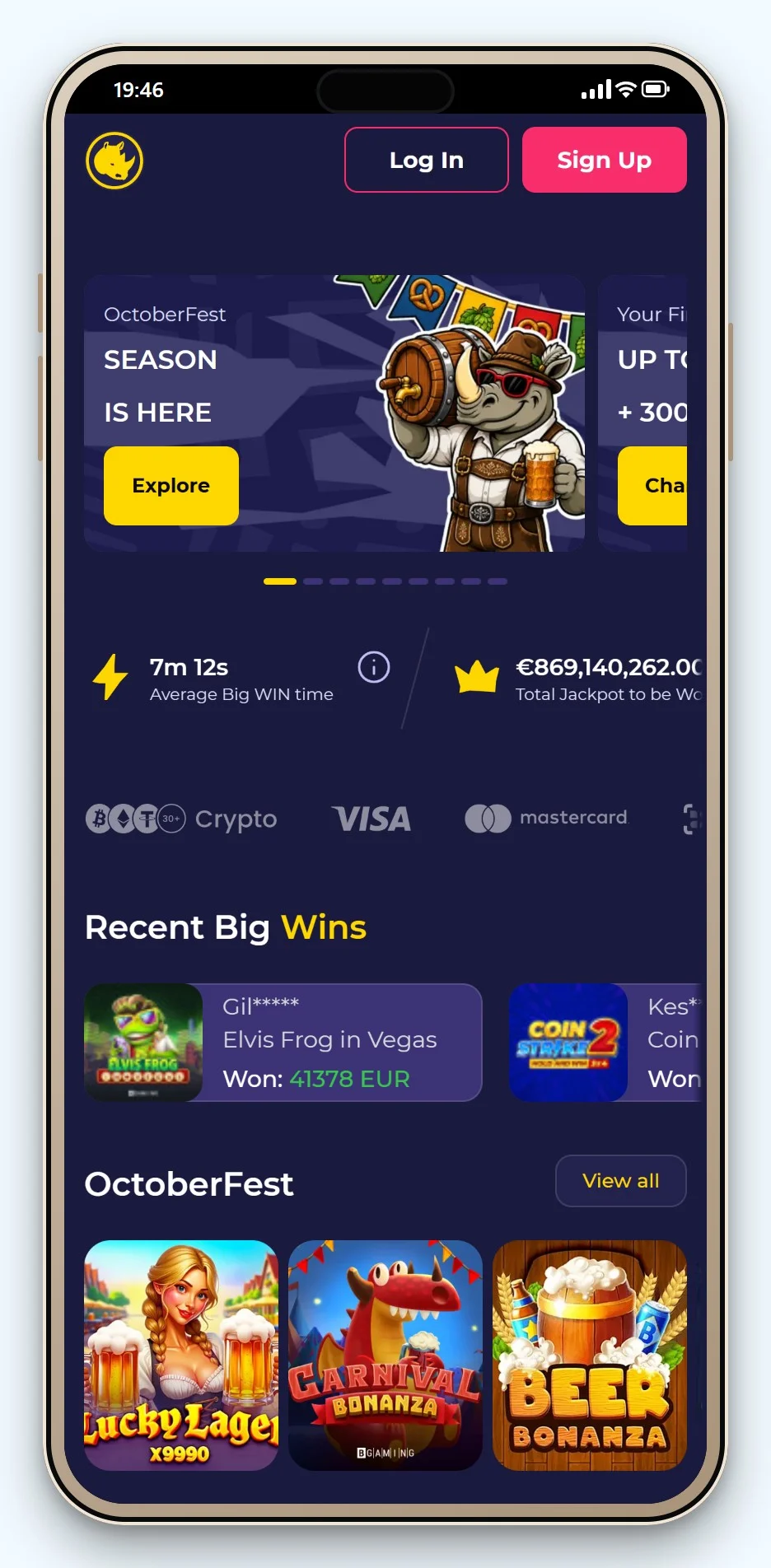 curacao gaming licentie: Spinorhino op mobiel