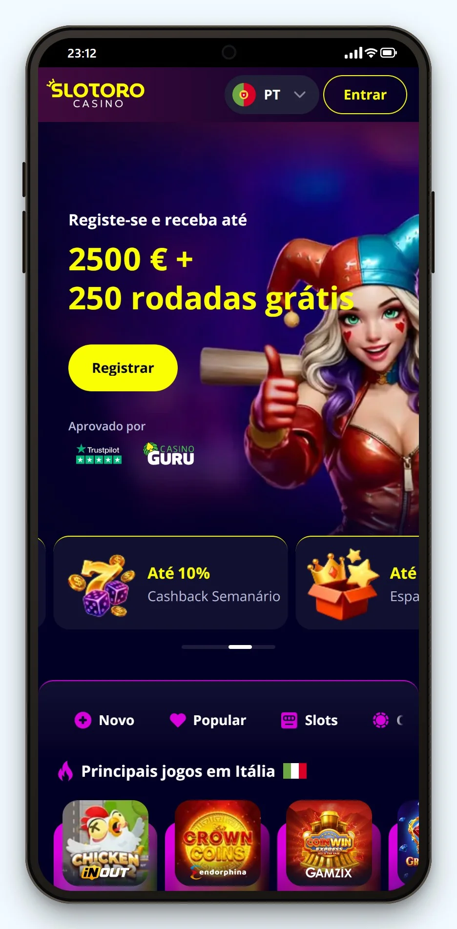 casinos com licença curaçao: Slotoro no telemóvel
